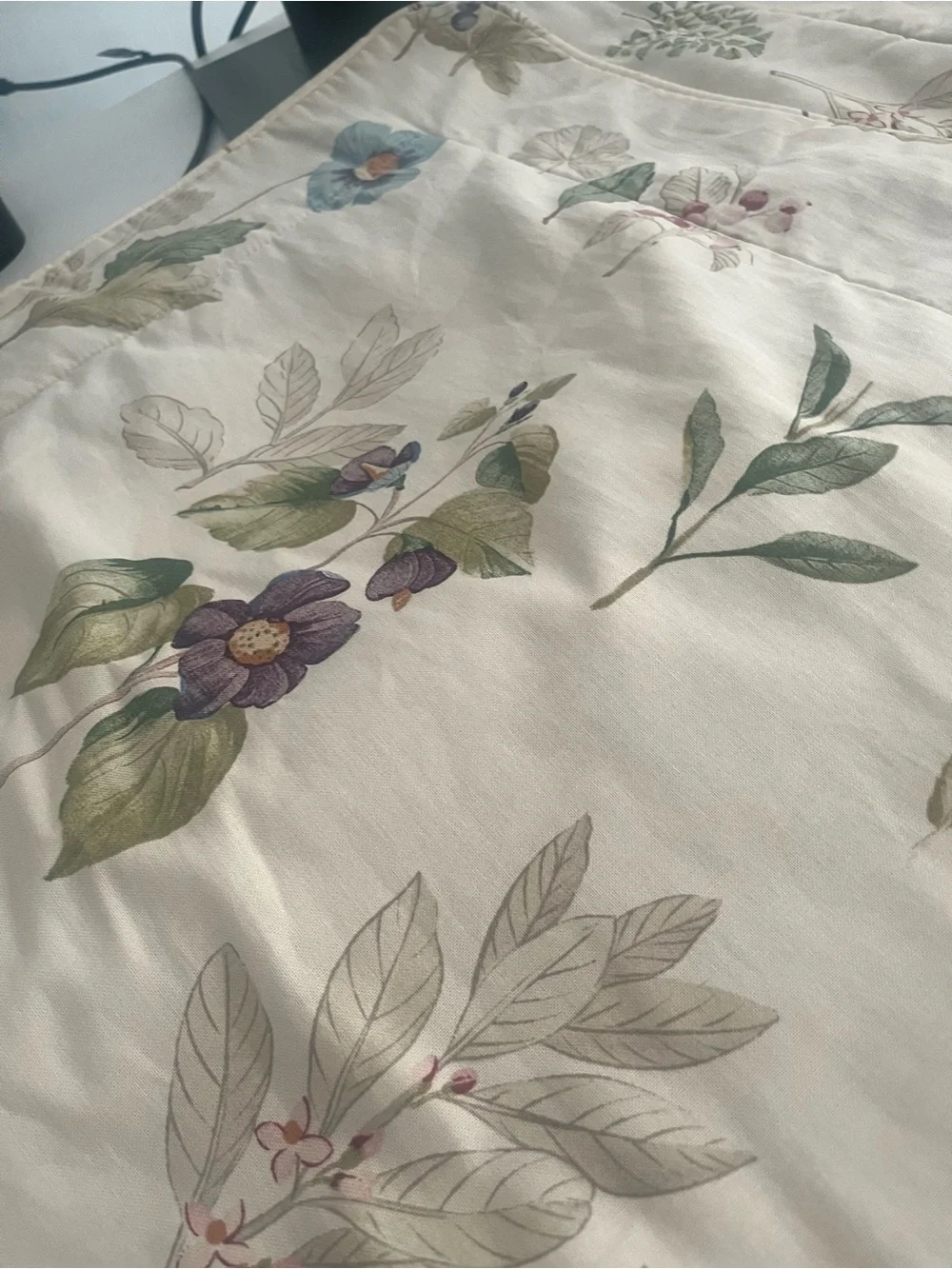 Floral Cream Botanical Pillow shams  set Elegant Pink & Green Design
